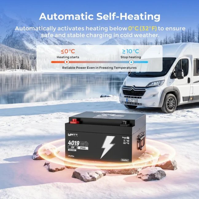 WattCycle LiFePO4 12,8V 314Ah Bluetooth Caravan s vyhříváním