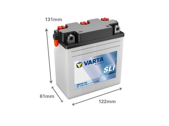 Motobaterie 6N11A-3A VARTA 011014008 SLI  6V 11Ah 80A