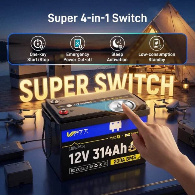 WattCycle LiFePO4 12,8V 314Ah Bluetooth Mini, aktivní balancer