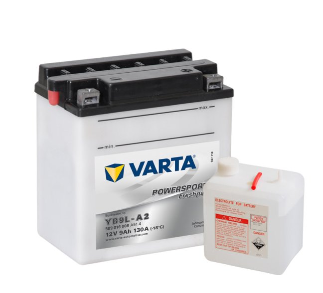 Motobaterie VARTA 509016 YB9L-A2 12V 9Ah 80A č. 1 Motobaterie VARTA 509016 YB9L-A2 12V 9Ah 80A č. 1