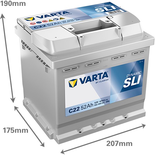 552400 VARTA DYNAMIC SLI C22 12V 52Ah 470A