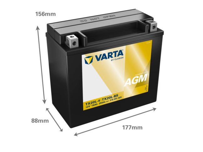 Motobaterie TX20L-4 VARTA 518901025 AGM 12V 18Ah 250A