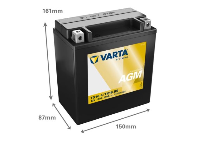 Motobaterie TX16-4 VARTA 514902021 AGM 12V 14Ah 210A