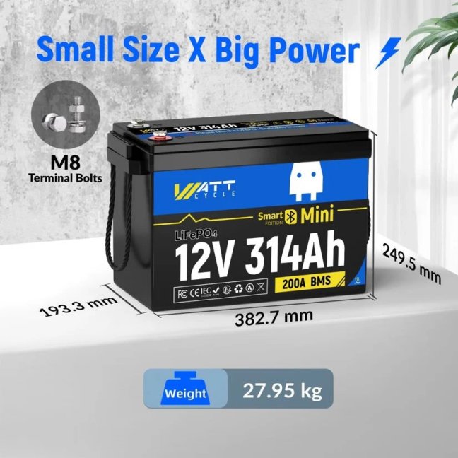 WattCycle LiFePO4 12,8V 314Ah Bluetooth Mini, s vyhříváním