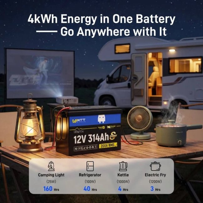 WattCycle LiFePO4 12,8V 314Ah Bluetooth Mini, aktivní balancer