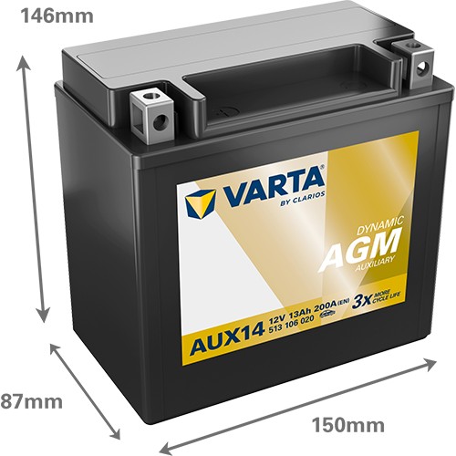 513106 VARTA AUX AGM AUX14 12V 13Ah 200A