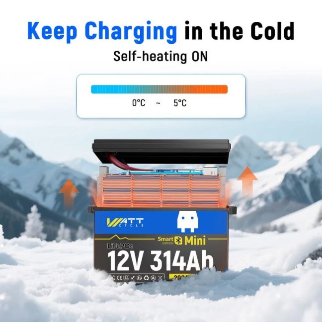 WattCycle LiFePO4 12,8V 314Ah Bluetooth Mini, s vyhříváním
