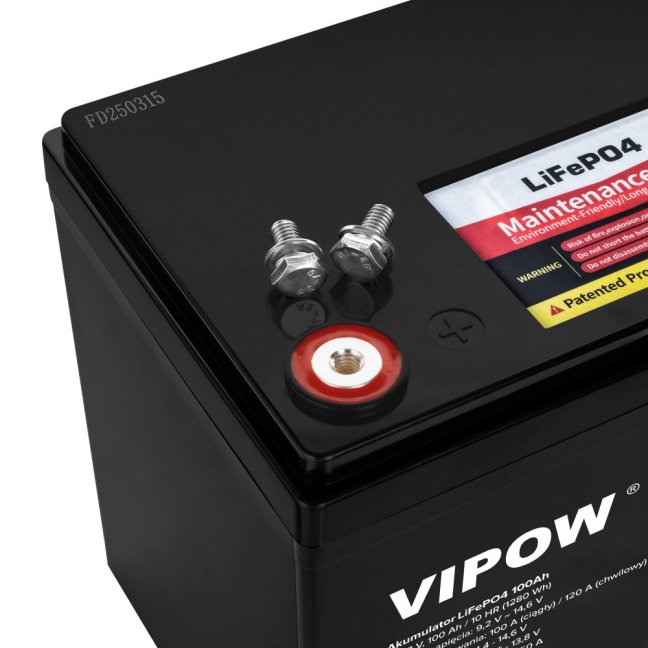 VIPOW LiFePO4 12V 100Ah BMS bez Bluetooth