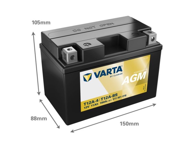 Motobaterie T12A-4  VARTA 511901016 AGM 12V 11Ah 160A