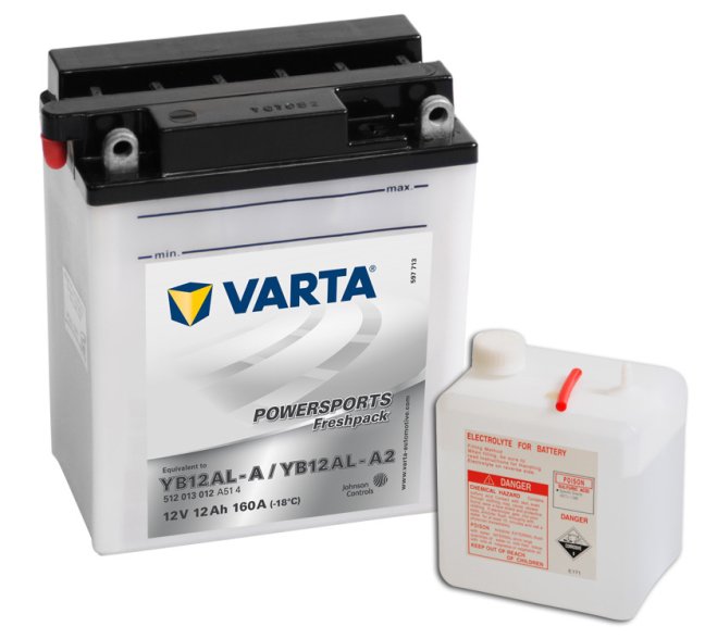 Motobaterie VARTA 512013 YB12AL-A, YB12AL-A2 12V 12Ah 120A č. 1 Motobaterie VARTA 512013 YB12AL-A, YB12AL-A2 12V 12Ah 120A č. 1