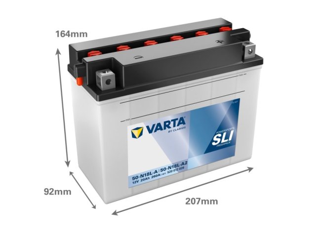 Motobaterie 50-N18L-A  VARTA 520012026 SLI  12V 20Ah 260A