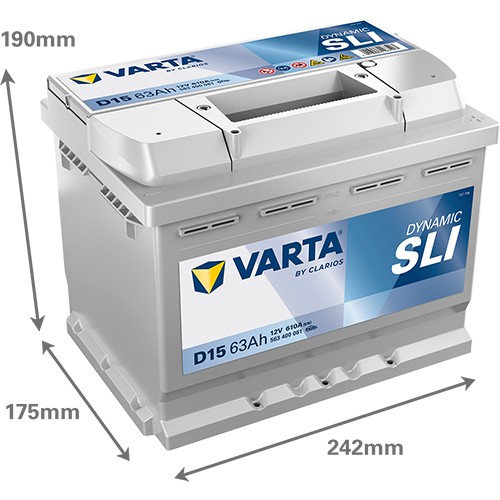 563400 VARTA DYNAMIC SLI D15 12V 63Ah 610A